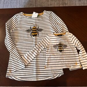 Striped Bee Embroidered Shirts for Mom and Kid!